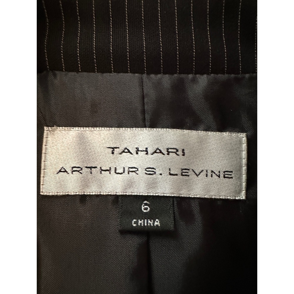 Vintage Y2K Tahari Arthur Levine Blazer 6 Black Pinstripe Designer Career Jacket - Picture 5 of 12